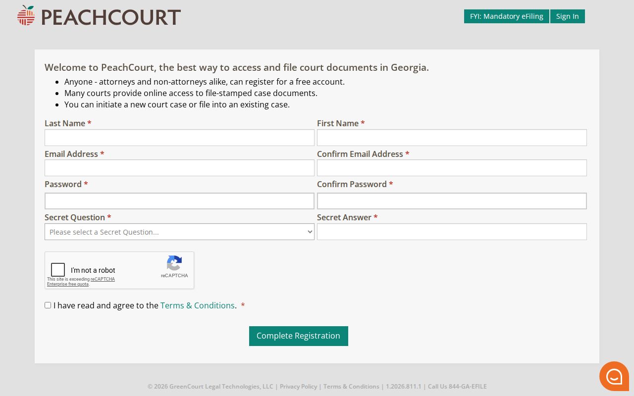 PeachCourt registration for Taliaferro County case lookup