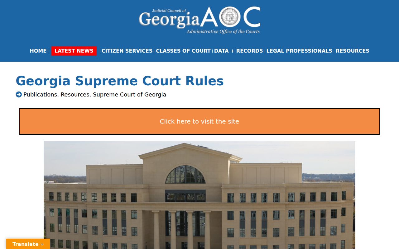 Georgia court rules access page relevant to Taliaferro court records