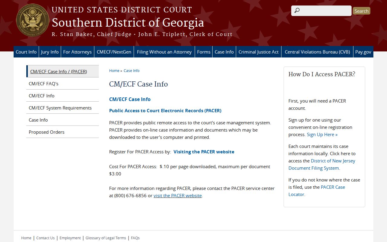 Southern District of Georgia PACER and CM ECF case information