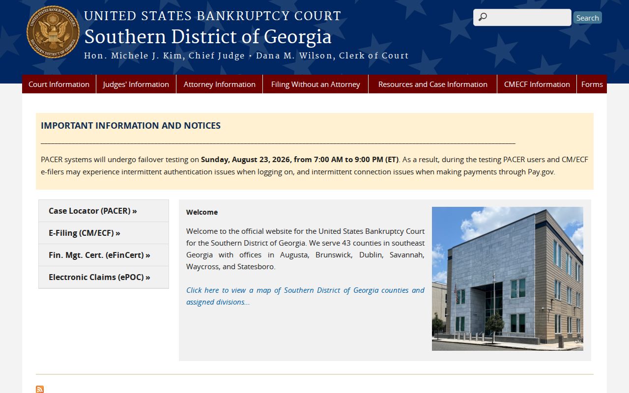 U.S. Bankruptcy Court for the Southern District of Georgia records route