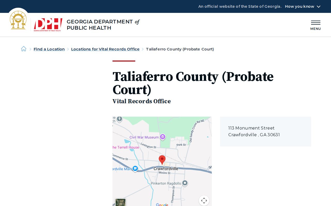 Probate contact for Taliaferro County court docket routing
