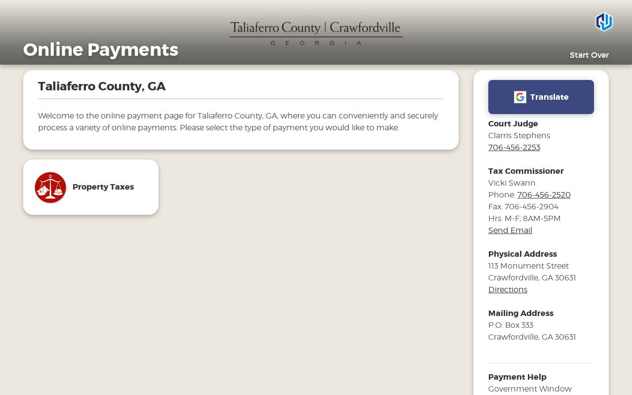 Taliaferro County traffic ticket Government Window record route